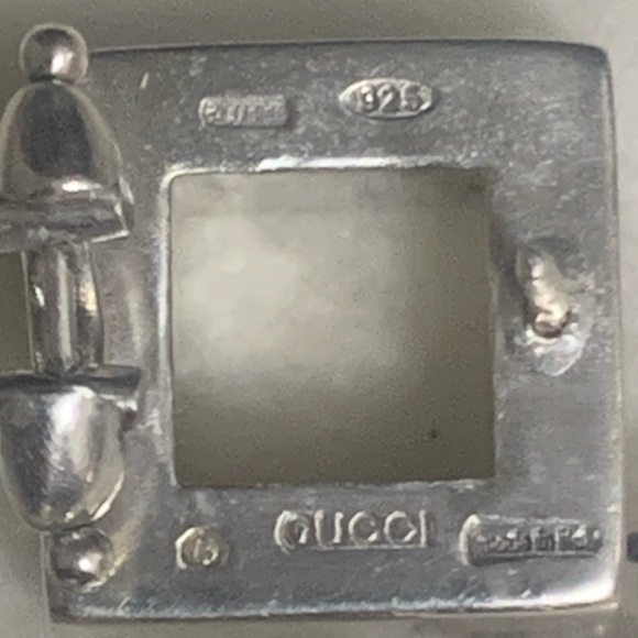 GUCCI Rare Vintage Hollow Square Earrings, Stamped 925 - Picture 7 of 11
